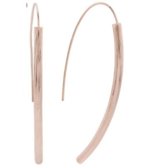 LONGUEVUE Made In Thailand Stamped Sterling Silver Ribbed Curved Hook Earrings - Picture 1 of 5